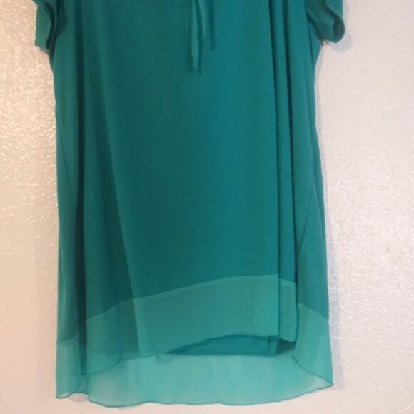 Just My size Women's size 2XL eco teal chiffon trim tunic top - Picture 3 of 13